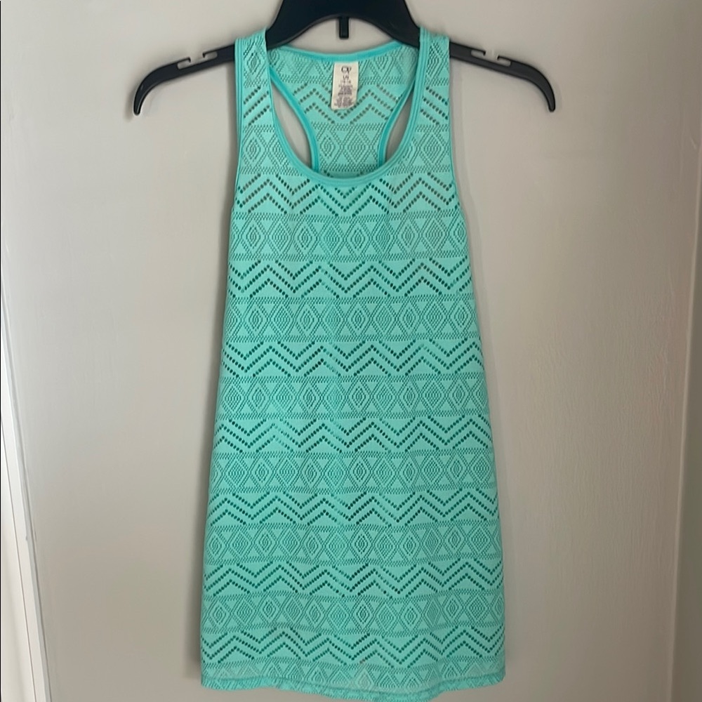 OP Girls Swim Coverup in Aqua Pattern